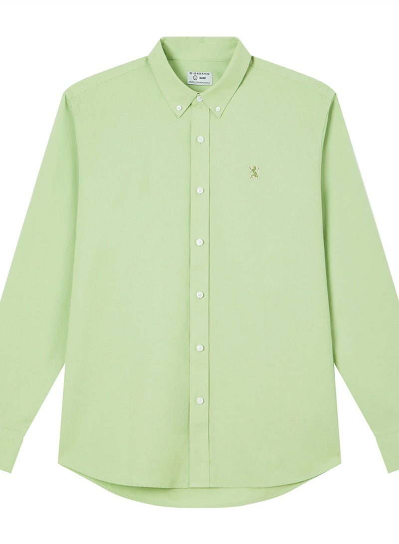 GIORDANO Men’s Cotton Slim Oxford Shirt with Embroidery - Image 3